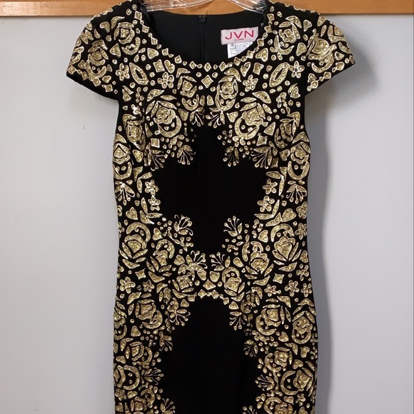 Mini black/gold embellished Jovani dress - Picture 1 of 12